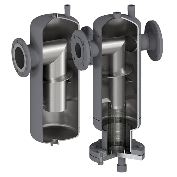 Centrifugal air and dirt separators for liquid systems